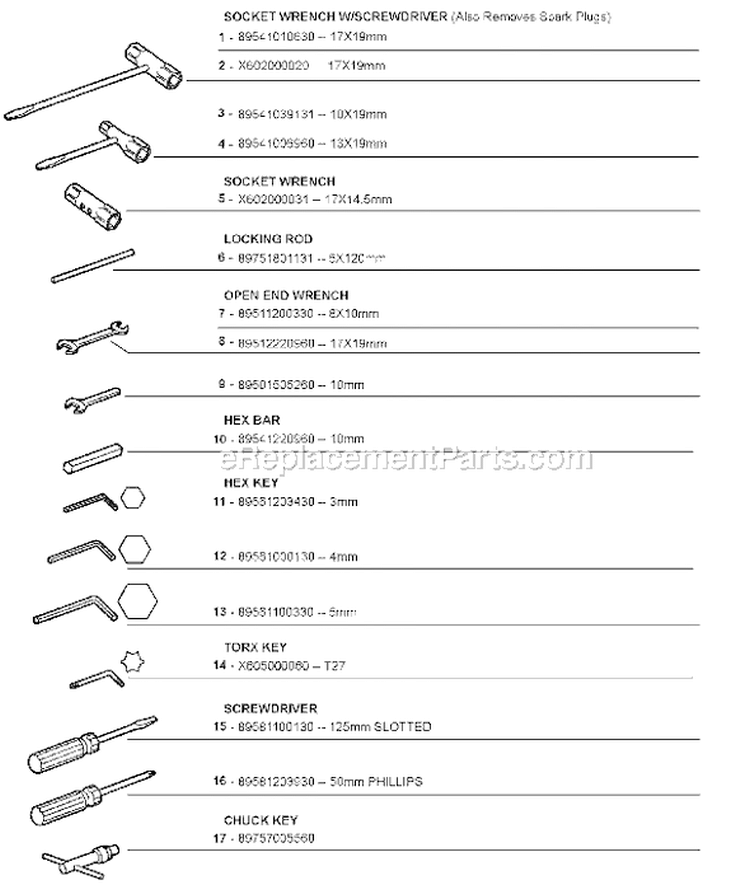 Page Q Diagram and Parts List for EA-500 03001001 - 03001668 Echo Auger