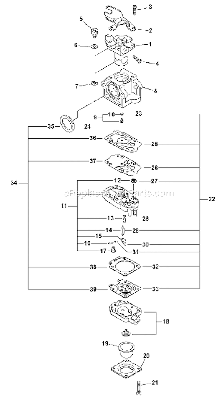 Page B Diagram and Parts List for EA-500 03001001 - 03001668 Echo Auger
