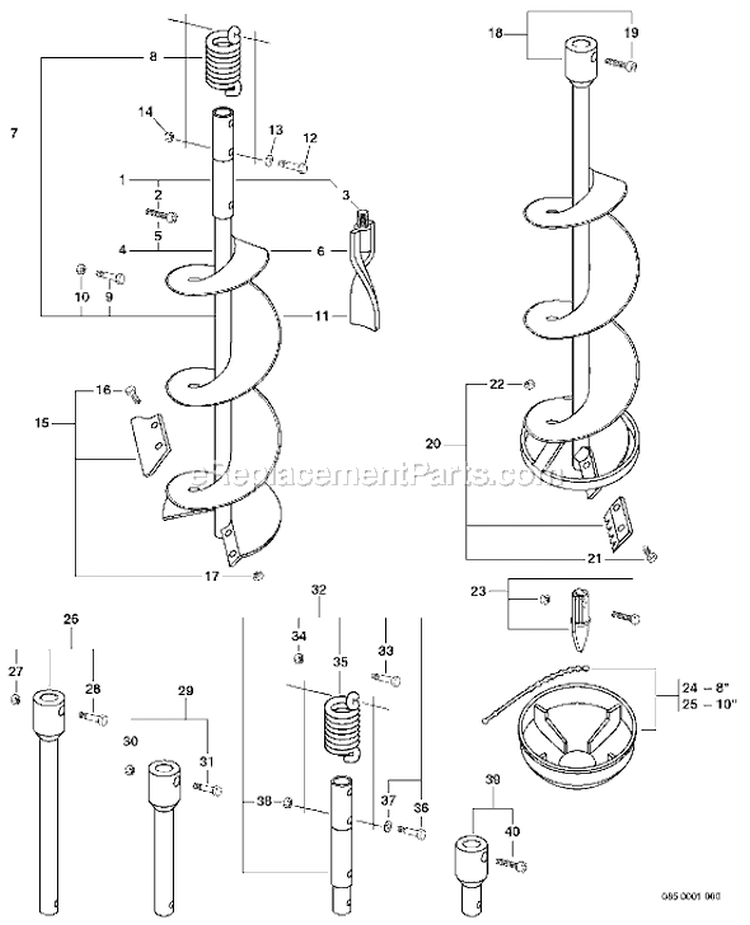 Page A Diagram and Parts List for EA-500 03001669 - 03999999 Echo Auger
