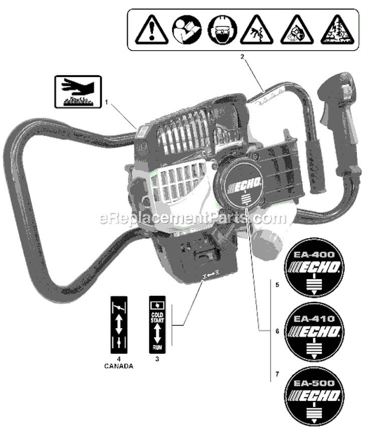 Page L Diagram and Parts List for EA-500 04001001 - 04001146 Echo Auger