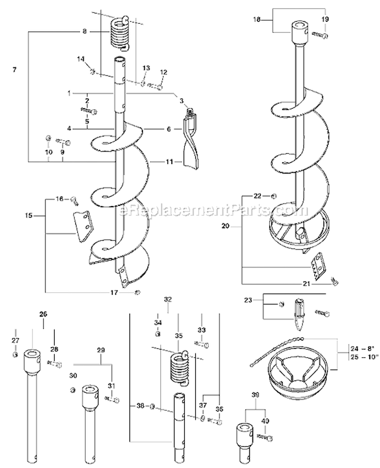 Page A Diagram and Parts List for EA-500 04001147 - 04999999 Echo Auger