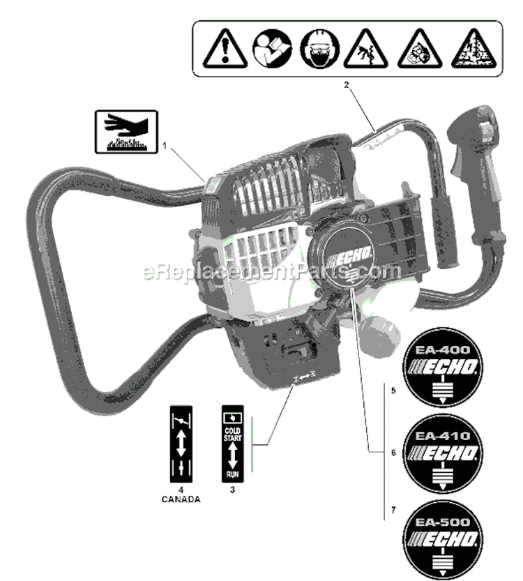 Page L Diagram and Parts List for EA-500 04001147 - 04999999 Echo Auger