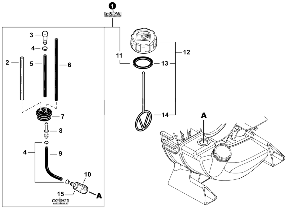 Fuel System Diagram and Parts List for PB-2520 P54826001001 - P54826999999 Echo Leaf Blower / Vacuum
