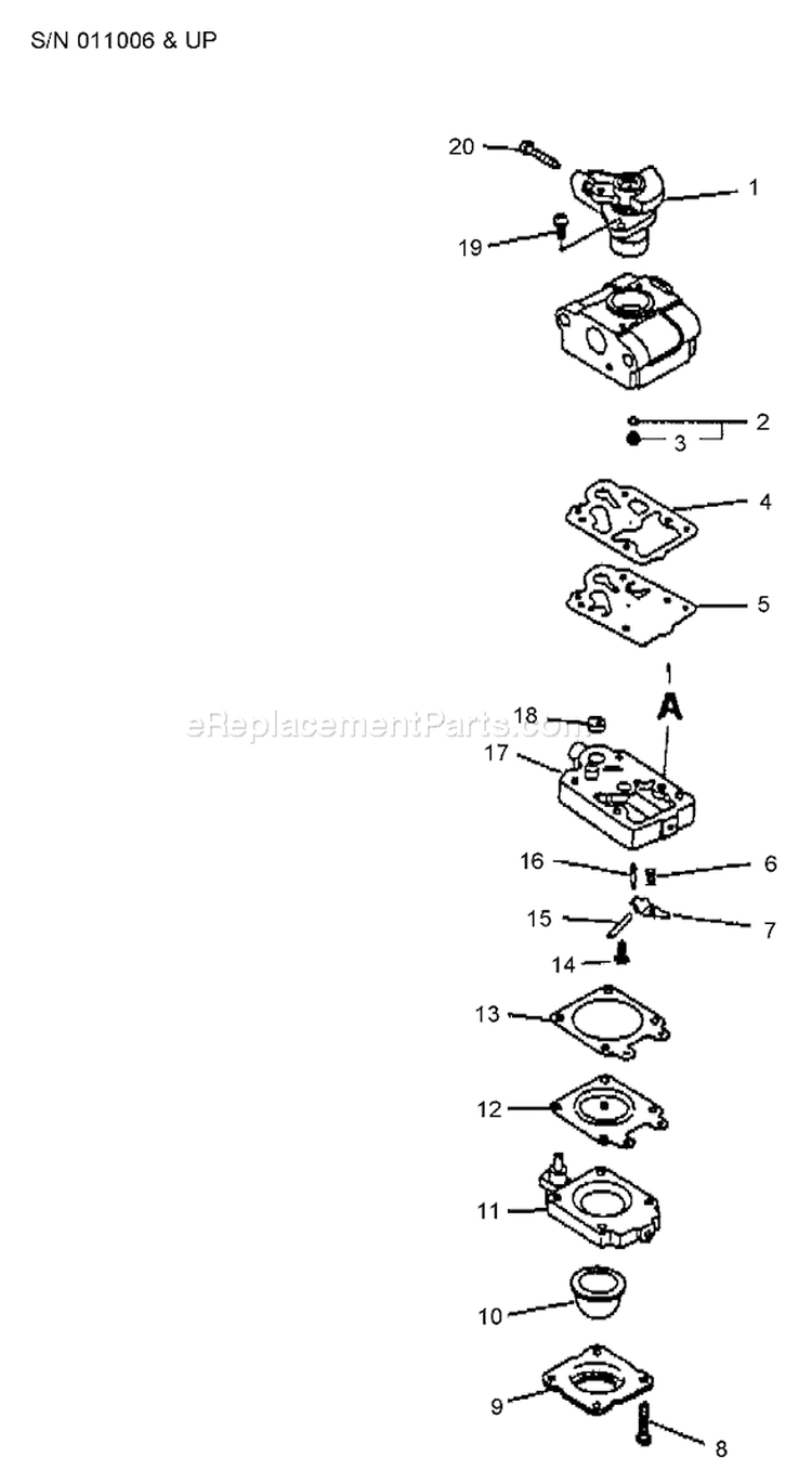 Page A Diagram and Parts List for ED-2000 Type 1 -After S/N 011006 Echo Engine