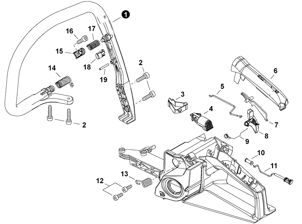 Handles, Throttle Control Diagram and Parts List for CS-4920 C92115001001 - C92115999999 Echo Chainsaw