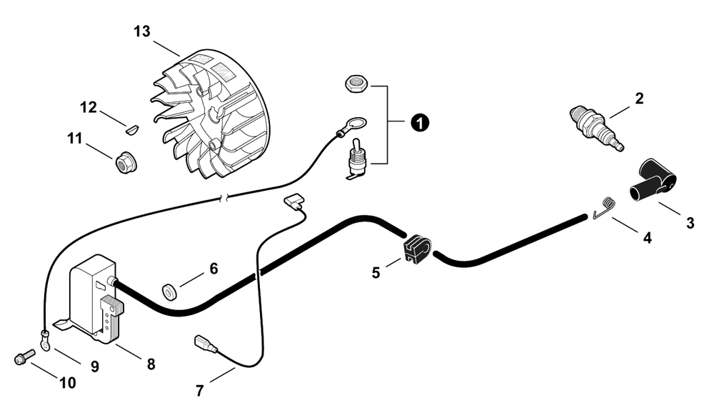 Ignition Diagram and Parts List for CS-303T C83829001001 - C83829999999 Echo Chainsaw