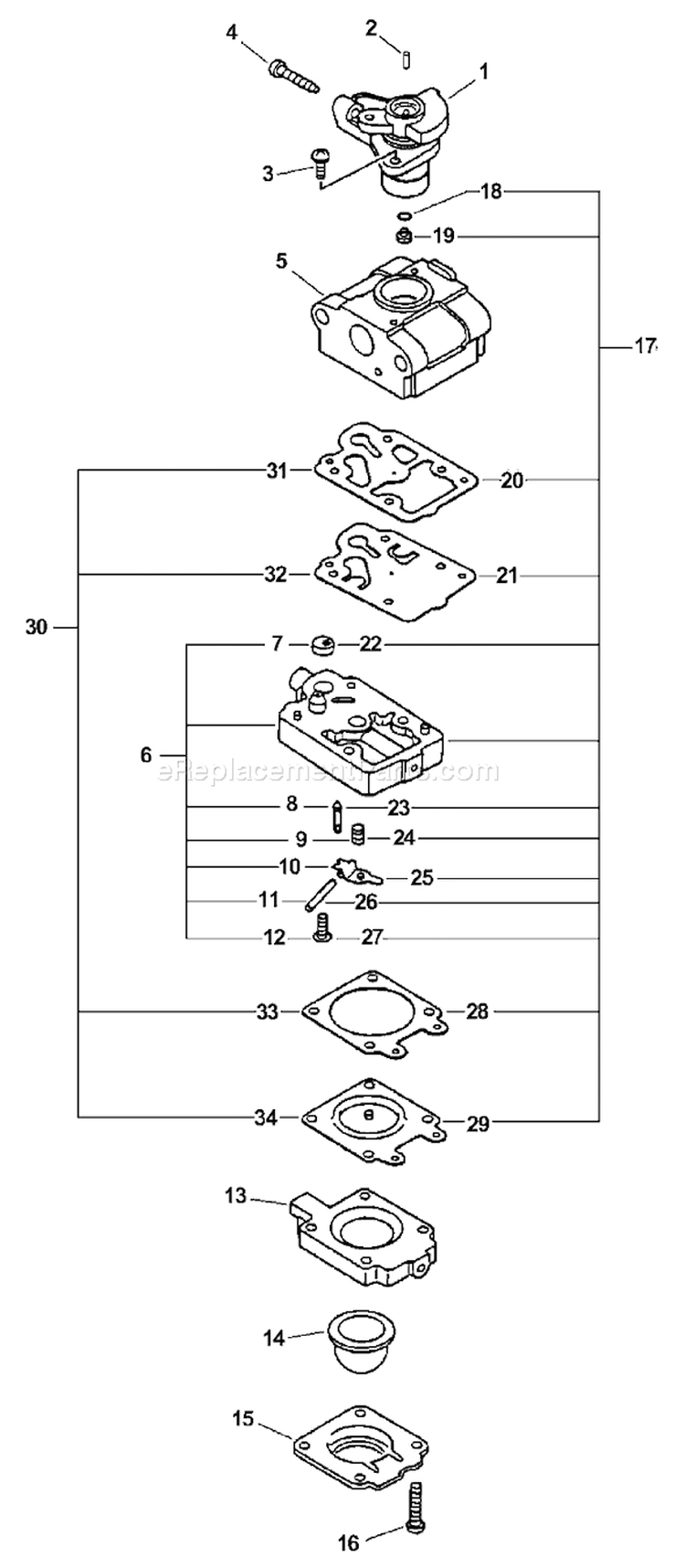 Page A Diagram and Parts List for ED-200 05001001 - 05999999 Echo Engine