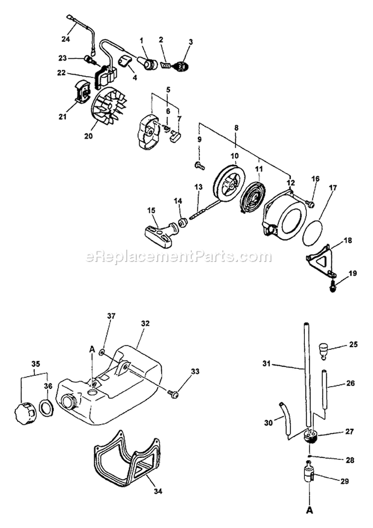 Page D Diagram and Parts List for EDR-2400 Type 1E -After S/N 001001 Echo Engine