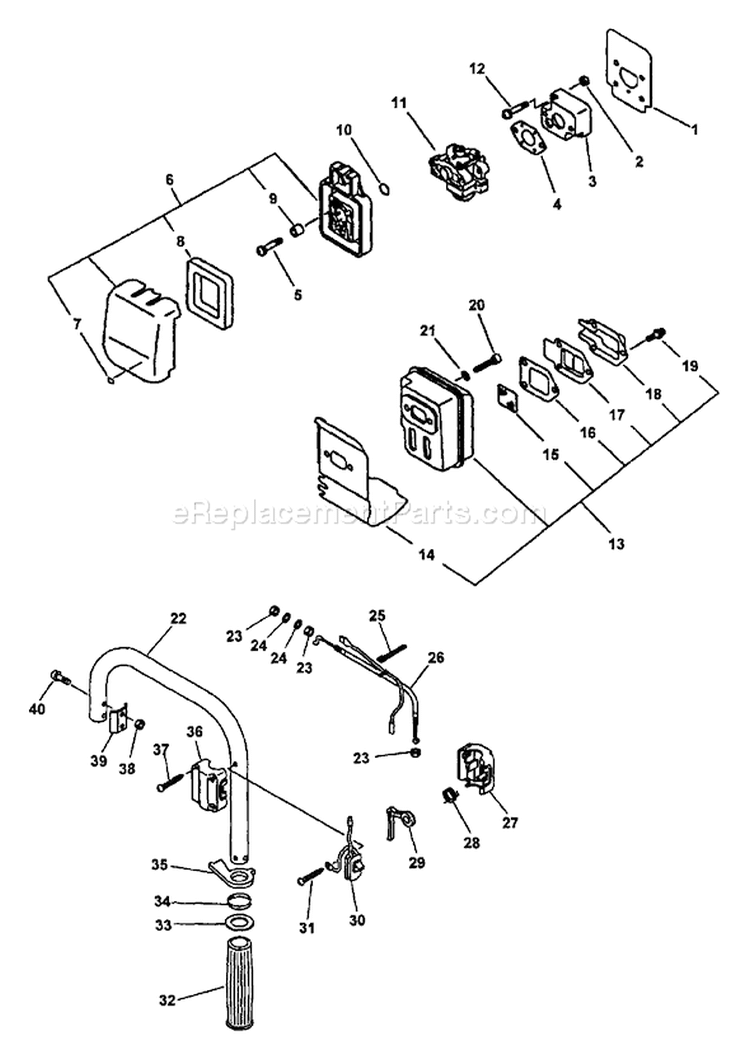 Page E Diagram and Parts List for EDR-2400 Type 1E -After S/N 001001 Echo Engine