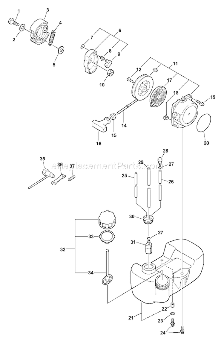 Page B Diagram and Parts List for EDR-260 05001001 - 05999999 Echo Engine