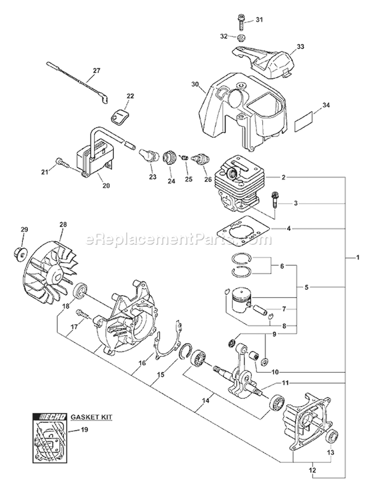 Page C Diagram and Parts List for EDR-260 05001001 - 05999999 Echo Engine