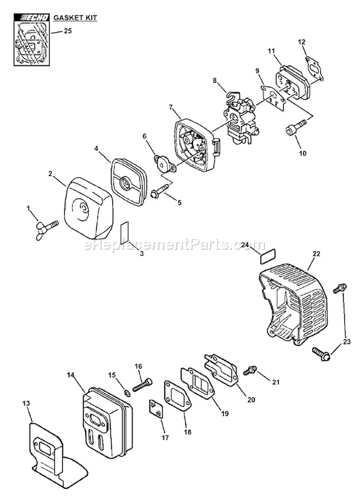 Page F Diagram and Parts List for EDR-260 05001001 - 05999999 Echo Engine