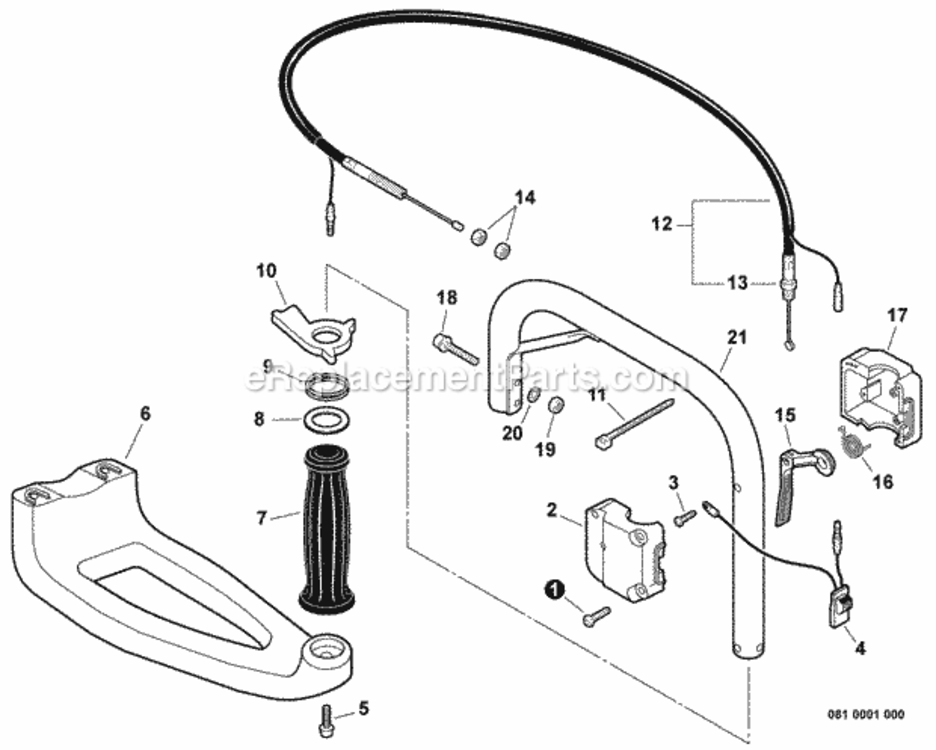 Handles_Throttle_Control Diagram and Parts List for EDR-260 E01807001001 - E01807999999 Echo Engine