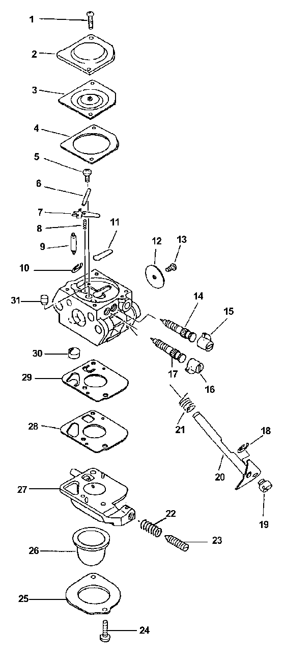 Carburetor Diagram and Parts List for PPSR-2122 505000 - 999999 Echo Pole Saw