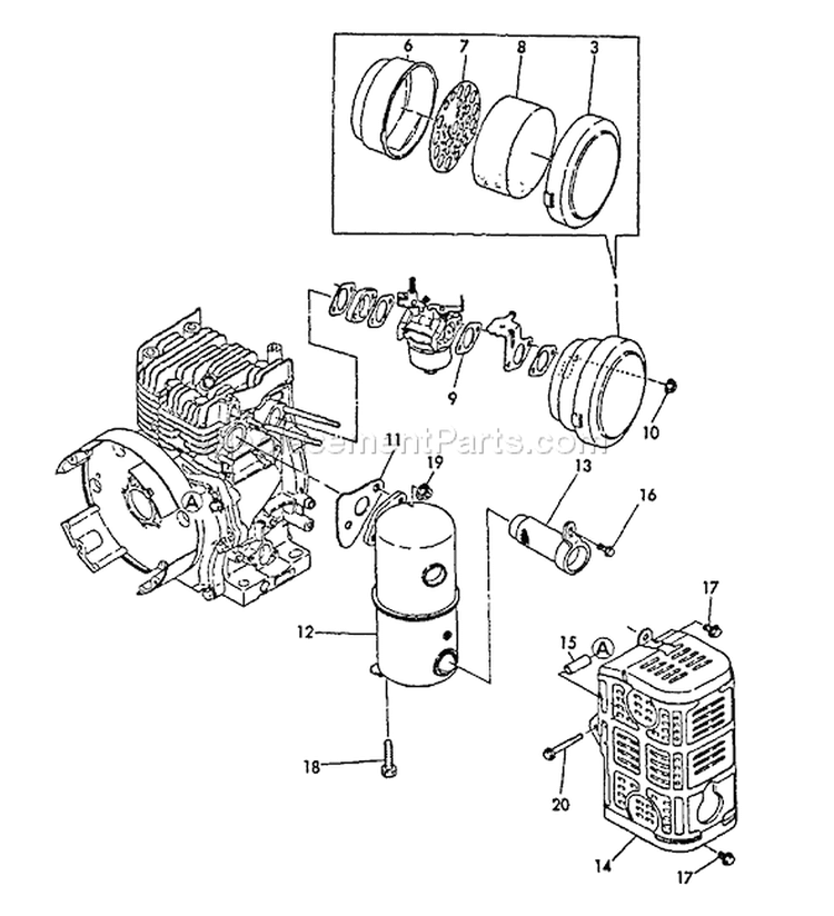 Page P Diagram and Parts List for EG-2300 001001 - 003371 Echo Generator