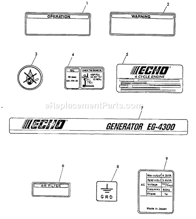 Page Q Diagram and Parts List for EG-4300 00000 - 00845 Echo Generator