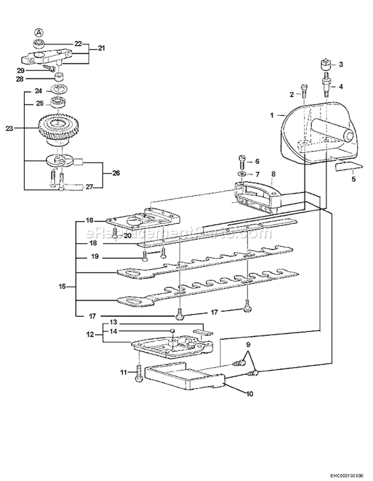 Page A Diagram and Parts List for EHC-3000  Echo Hedge Trimmer