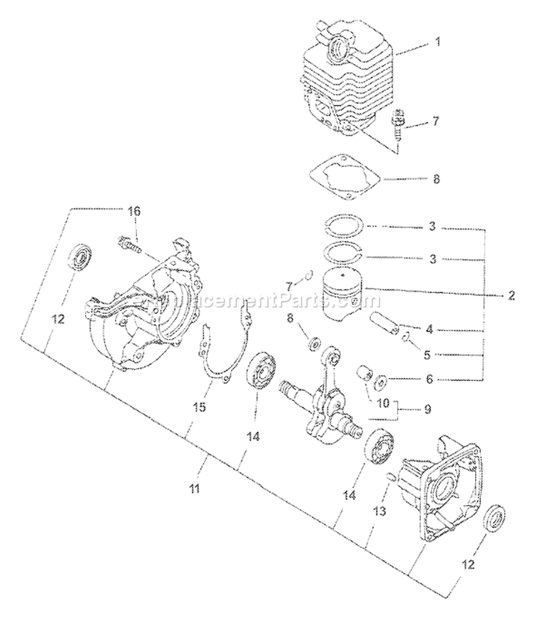 Page B Diagram and Parts List for ES-2100 Type 1E Echo Chipper Shredder