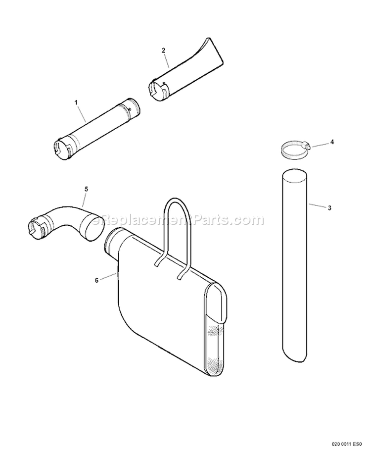 Page A Diagram and Parts List for ES-210 P08711001001 - P08711999999 Echo Chipper Shredder