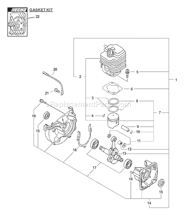 Page D Diagram and Parts List for ES-2400 Type 1E Echo Chipper Shredder