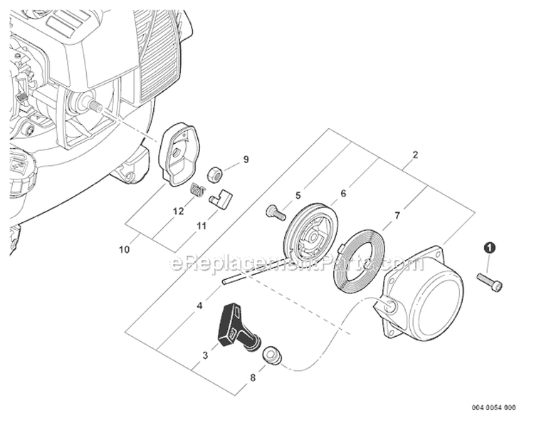 Starter Diagram and Parts List for ES-250 P33711001001-P33711999999 Echo Chipper Shredder