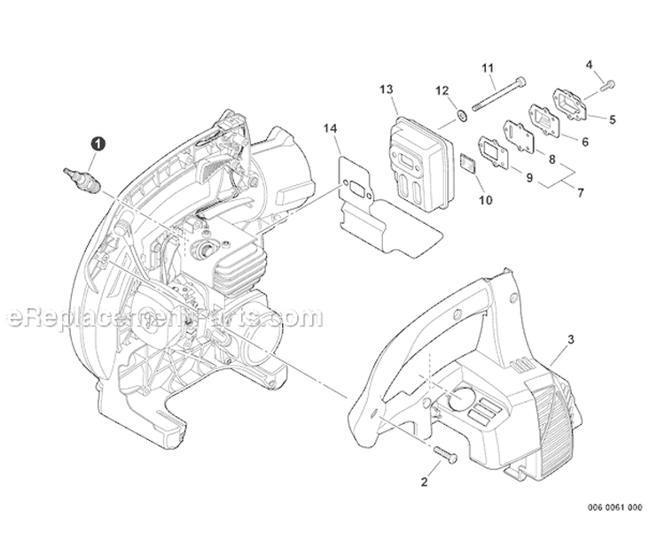 Engine Cover, Exhaust Diagram and Parts List for ES-250 P33711001001-P33711999999 Echo Chipper Shredder