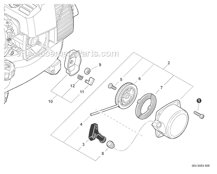 Starter Diagram and Parts List for ES-250 P33813001001-P33813999999 Echo Chipper Shredder
