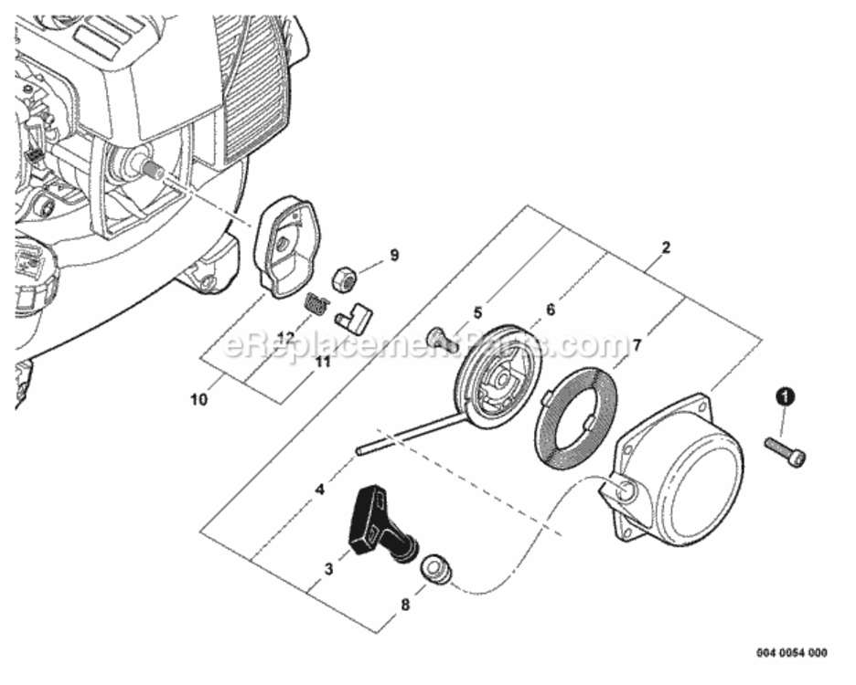 Starter Diagram and Parts List for ES-250 P38311001001 - P38311999999 Echo Chipper Shredder