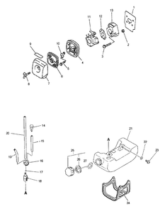 Intake, Air Filter, Fuel System Diagram and Parts List for PPSR-2122 001001 - 504999 Echo Pole Saw