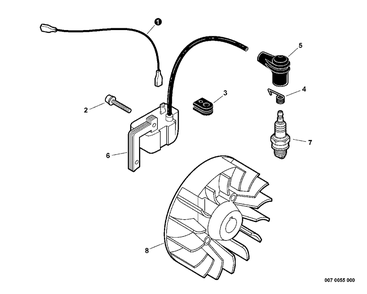 Ignition Diagram and Parts List for SRM-22GESU S55822001001 - S55822999999 Echo Brush Cutter