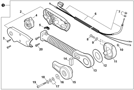 Throttle Control Diagram and Parts List for PB-9010H P55915001001 - P55915999999 Echo Leaf Blower / Vacuum