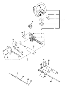Driveshaft, Handles, Ignition Switch, Throttle Diagram and Parts List for PPSR-2433 504000 - 999999 Echo Pole Saw