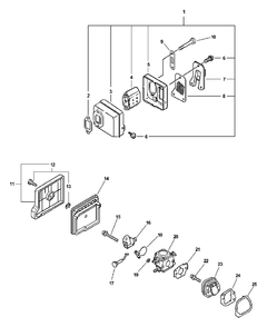 Intake, Exhaust Diagram and Parts List for CS-3000 (Type 1)(00001001 - 99999999) Echo Chainsaw