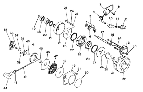 Clutch, Ignition, Starter Diagram and Parts List for SRM-400 AE Version Echo Trimmer