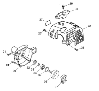Fan Case, Engine Cover Diagram and Parts List for PPT-2400 (Type 1E)(E14536001001 - E14536999999) Echo Pole Saw