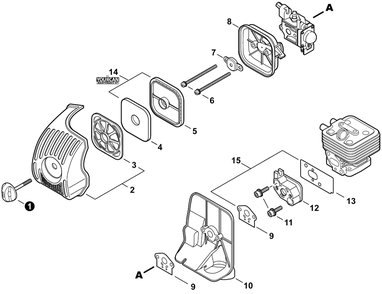 Intake Diagram and Parts List for SRM-266 U54313001001 - U54313999999 Echo Trimmer