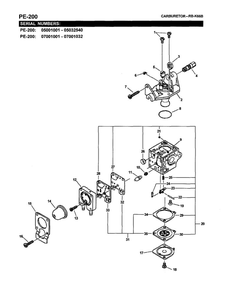 Carburetor 2 Diagram and Parts List for PE-200 07001001-07999999 Echo Edger