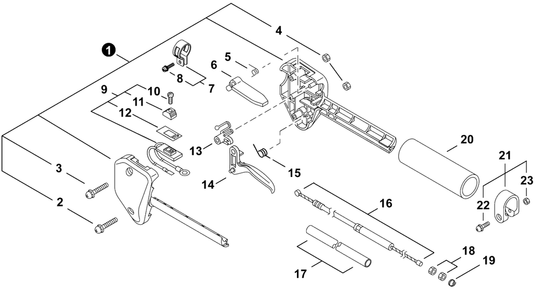Control Handle Diagram and Parts List for GT-22GES U54026001001 - U54026999999 Echo Trimmer
