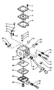 Carburetor Diagram and Parts List for SRM-400 BE Version Echo Trimmer