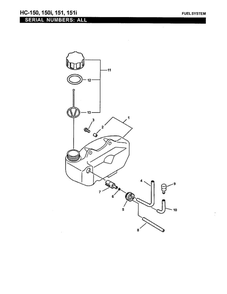Fuel System Diagram and Parts List for HC-151I 05001001-07999999 Echo Hedge Trimmer