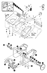 Belt Cover, Auger Housing Diagram and Parts List for ST-5000E Type 1E Echo Snow Blower