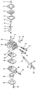 Carburetor Diagram and Parts List for PPF-2110 001001 - 506099 Echo Pole Saw