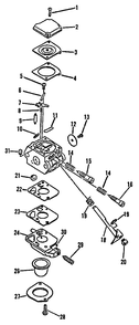 Carburetor Diagram and Parts List for SRM-1501 0135001 - 9999999 Echo Trimmer