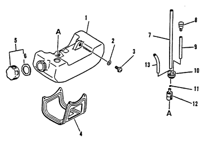 Fuel System Diagram and Parts List for GT-1100 174349 - 181000 Echo Trimmer