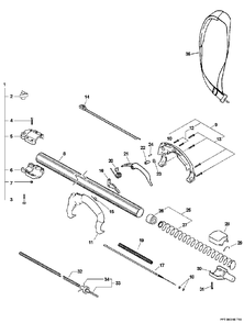 Handle, Ignition Switch, Throttle Cable, Driveshaft S/N: 505900 - 999999 Diagram and Parts List for PPT-2400  Echo Pole Saw