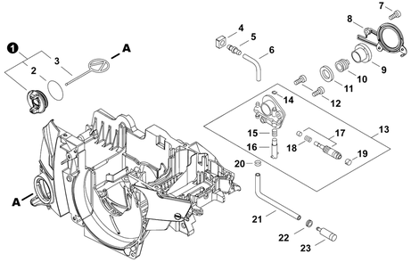 Oil System Diagram and Parts List for CS-4920 C92115001001 - C92115999999 Echo Chainsaw
