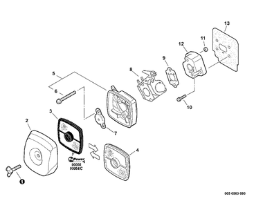 Intake Diagram and Parts List for WP-1000 (Type 1E)(W15103001001 - W15103999999) Echo Water Pump