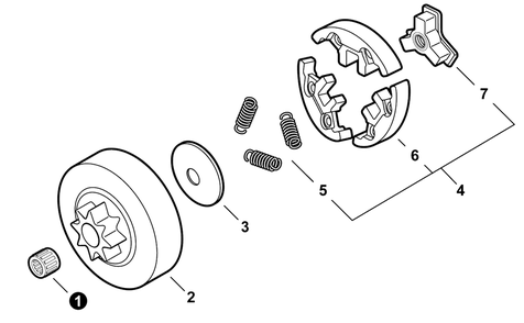 Clutch Diagram and Parts List for CS-355T C85015001001 - C85015999999 Echo Chainsaw
