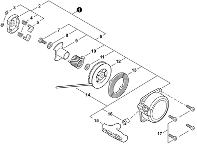 Recoil Starter Diagram and Parts List for PB-580T P55515001001 - P55515999999 Echo Leaf Blower / Vacuum