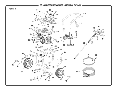 Figure A Diagram and Parts List for PW-3600 (Revision 03)(090079438)(2020-05) Echo Pressure Washer